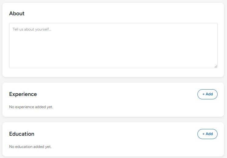 Figure 4.4 — Profile content sections (About, Experience, Education)